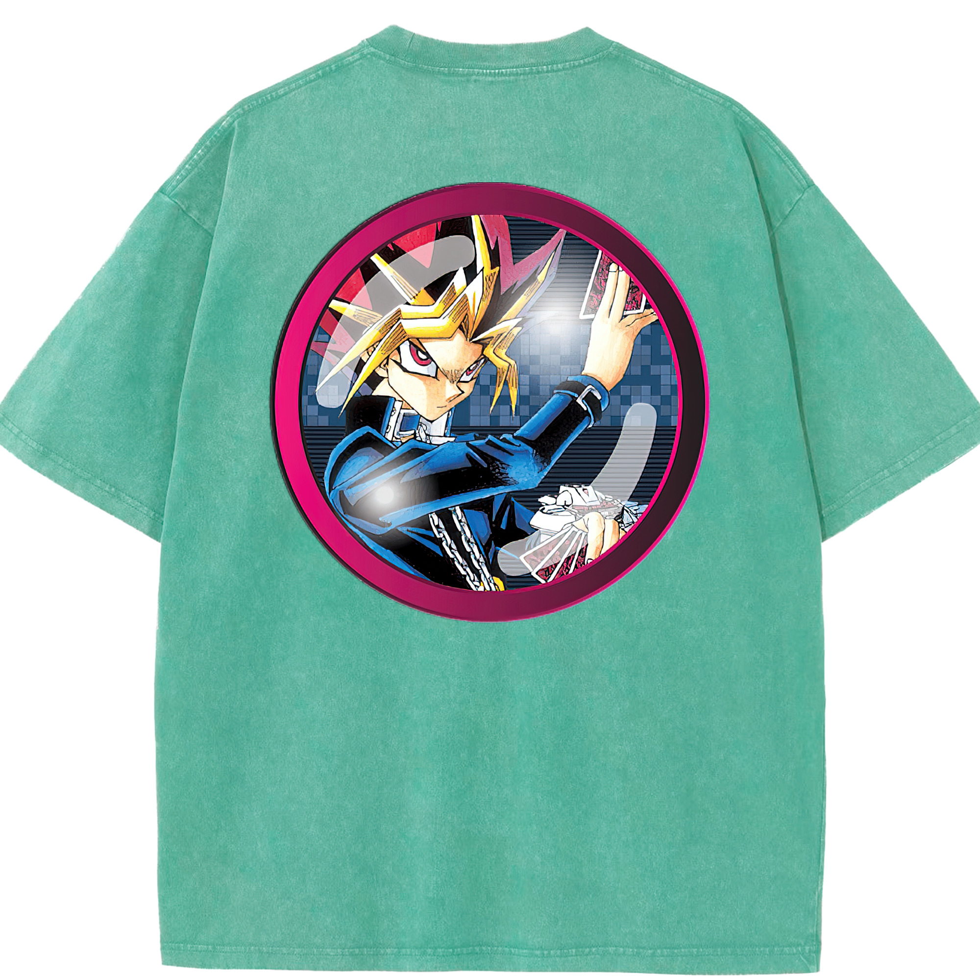 （画像用） 遊☆戯☆王 Yu-Gi-Oh! 綿100% ヴィンテージ風 半袖Tシャツ（背面プリント）
